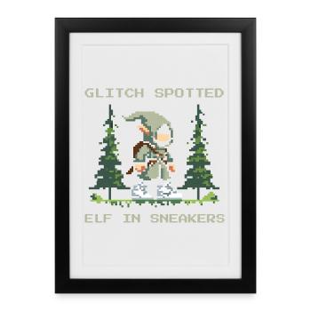 Bug discovered: Elf with sneakers | LARP Glitch - Framed poster (27 × 37 cm) - black - Front