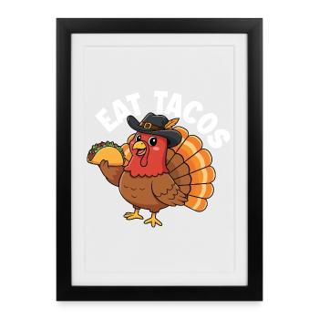Manger des tacos Thanksgiving Twist Humour d’automne - Affiche encadrée (27 × 37 cm) - noir - Devant