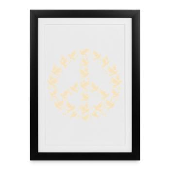 Signe de paix fait de colombes de la paix - Affiche encadrée (27 × 37 cm) - noir - Devant