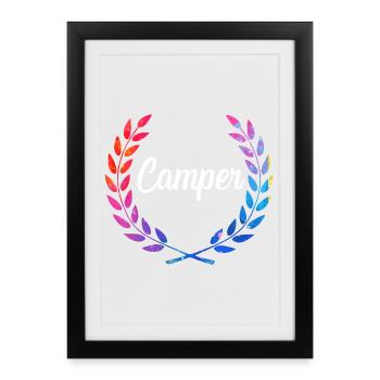 Logo de laurier de couleur campeur - Affiche encadrée (27 × 37 cm) - noir - Devant