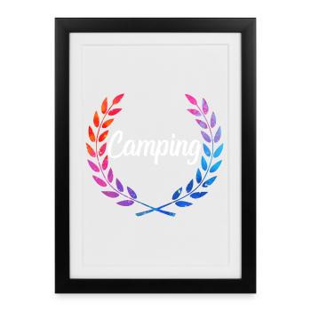 Camping Farblaurel Script - Gerahmtes Poster (27 × 37 cm) - Schwarz - Vorne