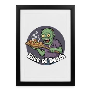 Tranche de pizza zombie - Affiche encadrée (27 × 37 cm) - noir - Devant