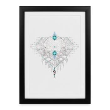 Artful ethnic ornament made of turquoise elements - Framed poster (27 × 37 cm) - black - Front