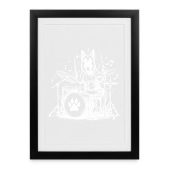 Berger allemand Tambour - Affiche encadrée (27 × 37 cm) - noir - Devant
