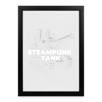 Steampunk Tank Gearwork Imprimer - Affiche encadrée (27 × 37 cm) - noir - Devant