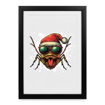 Fourmi Noël Drôle - Affiche encadrée (27 × 37 cm) - noir - Devant
