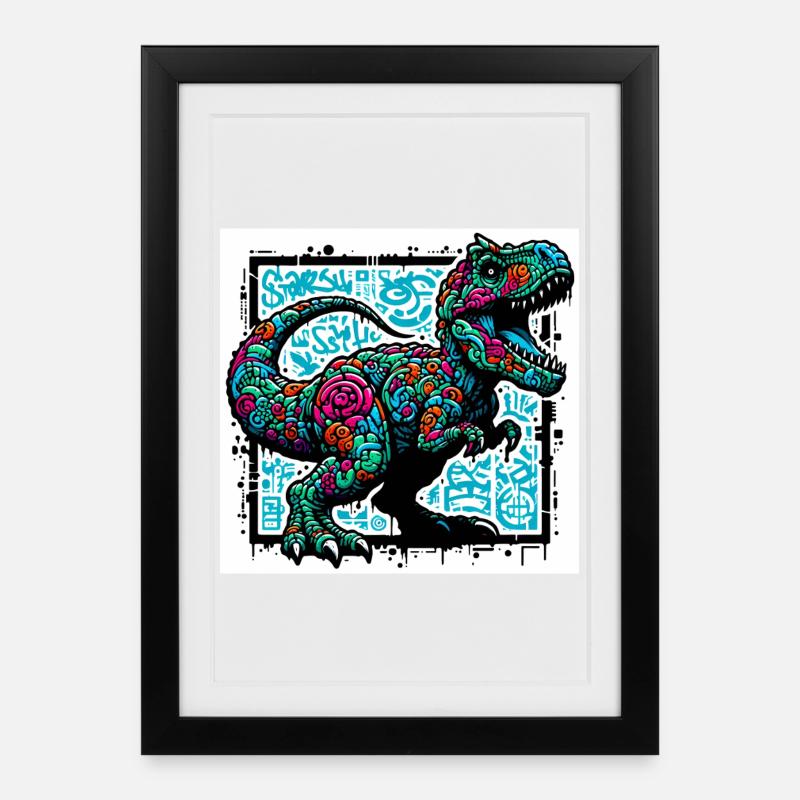 dinosaur - Framed poster (27 × 37 cm) - black