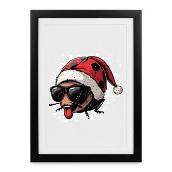 Ladybug Christmas Funny - Framed poster (27 × 37 cm) - black - Front