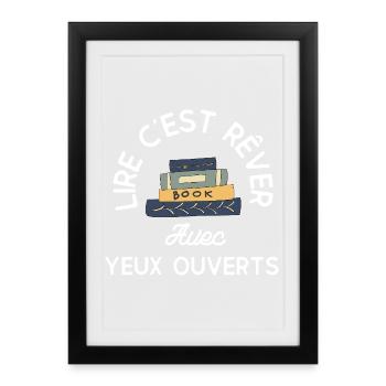 Reading is dreaming: stack of books - Framed poster (27 × 37 cm) - black - Front