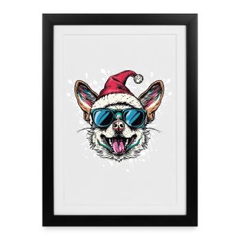 Chihuahua Dog Christmas Funny - Framed poster (27 × 37 cm) - black - Front