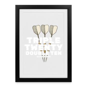 Vintage 1980's Darts Checkout - Framed poster (27 × 37 cm) - black - Front