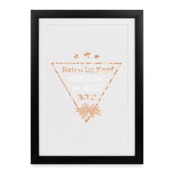 Retro Head Modern Heart 90s - Framed poster (27 × 37 cm) - black - Front