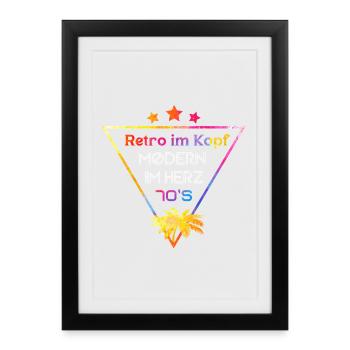 Retro in the head Modern in the heart 70s - Framed poster (27 × 37 cm) - black - Front