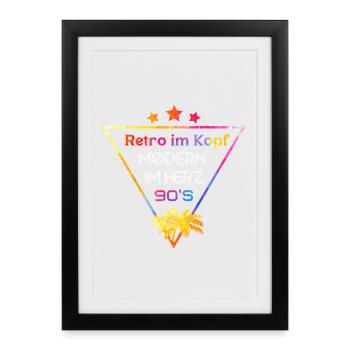Retro Head Modern Heart 90s Flair - Framed poster (27 × 37 cm) - black - Front