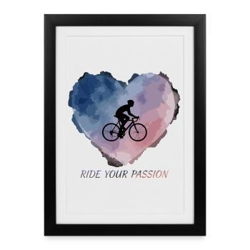 Balade en forme de cœur à l’aquarelle - Affiche encadrée (27 × 37 cm) - noir - Devant