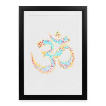 Symbole Om – Design artistique spirituel coloré - Affiche encadrée (27 × 37 cm) - noir - Devant