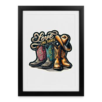 Love Line Dance Boots – Colorful Western Boots - Framed poster (27 × 37 cm) - black - Front