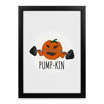 Citrouille - citrouille pompe dans la salle de sport ! - Affiche encadrée (27 × 37 cm) - noir - Devant