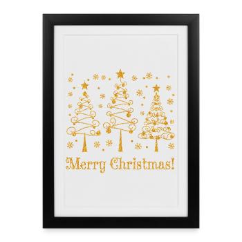 Sapin de Noël Joyeux sapin de Noël festif - Affiche encadrée (27 × 37 cm) - noir - Devant