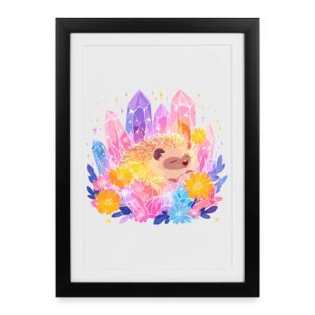 Petit hérisson dans le jardin de cristal - Affiche encadrée (27 × 37 cm) - noir - Devant