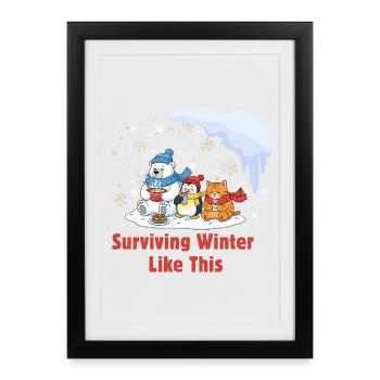 Équipe Winter Chill : Douillet et Fatigué - Affiche encadrée (27 × 37 cm) - noir - Devant