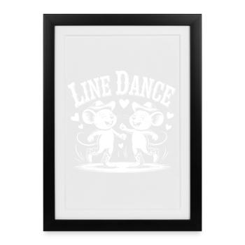 Line Dance Mice Illustration - Framed poster (27 × 37 cm) - black - Front