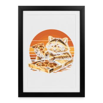 Raccoon Eats Pizza Funny Gift Idea - Framed poster (27 × 37 cm) - black - Front