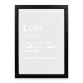 Définition de Lolo : Cadeau drôle de grand-père philippin - Affiche encadrée (27 × 37 cm) - noir - Devant