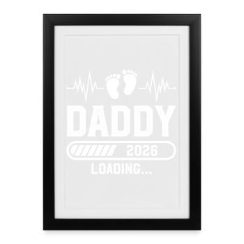Papa 2026 Nouveau Papa Chargement 2026 - Affiche encadrée (27 × 37 cm) - noir - Devant