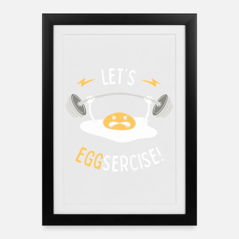 Let's Eggsercise! - Framed poster (27 × 37 cm) - black