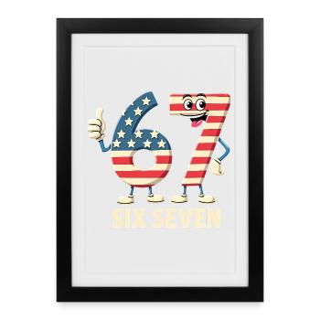 US Flag 67 Memes Six Seven - Affiche encadrée (27 × 37 cm) - noir - Devant