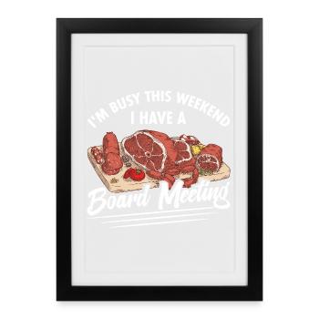 Réunion du conseil de charcuterie Aliments Charcuterie - Affiche encadrée (27 × 37 cm) - noir - Devant