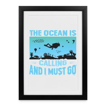 Funny diver design - Framed poster (27 × 37 cm) - black - Front