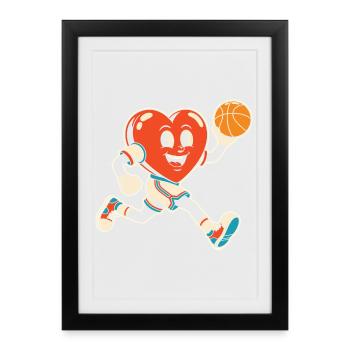 Basketball Heart Mascot Sprint - Framed poster (27 × 37 cm) - black - Front