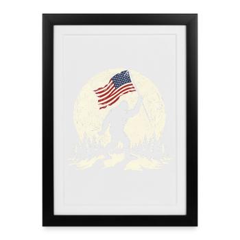 Bigfoot Moon Funny patriotic Bigfoot for the 4th anniversary - Framed poster (27 × 37 cm) - black - Front
