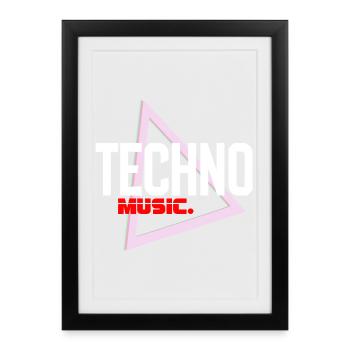 Techno Neon Triangle Pulse - Framed poster (27 × 37 cm) - black - Front