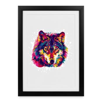 Animal de niveau Loup - Affiche encadrée (27 × 37 cm) - noir - Devant