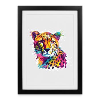 Gepard Leopard Graffiti - Gerahmtes Poster (27 × 37 cm) - Schwarz - Vorne
