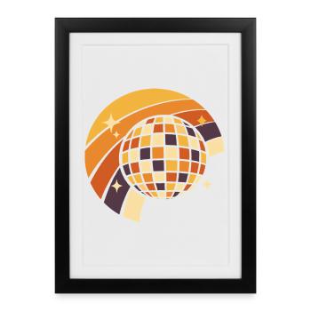 Disco Ball Retro Party Cadeau des années 80 - Affiche encadrée (27 × 37 cm) - noir - Devant