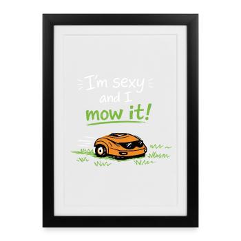 Je suis sexy et je la tonds – Lustiger Rasen Spruch - Affiche encadrée (27 × 37 cm) - noir - Devant
