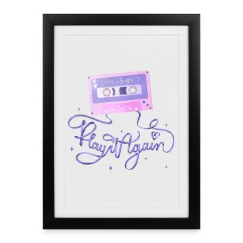 Love songs. Retro Music Cassette. - Framed poster (27 × 37 cm) - black - Front