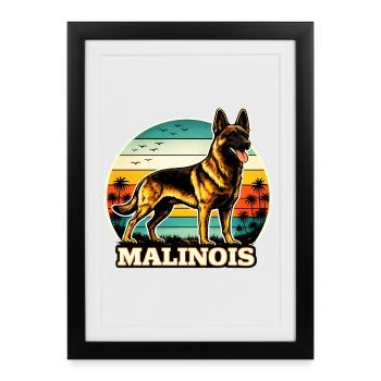 Belgian Shepherd Malinois Retro - Framed poster (27 × 37 cm) - black - Front