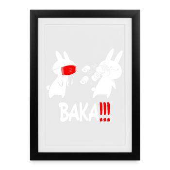 Baka Rabbit Slap Anime Funny Japanese Otaku - Framed poster (27 × 37 cm) - black - Front