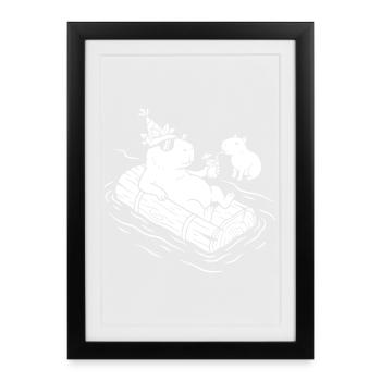 Fête Capy sur le Radeau - Affiche encadrée (27 × 37 cm) - noir - Devant