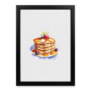Watercolor pancakes with syrup - Framed poster (27 × 37 cm) - black - Front