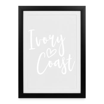 Ivory Coast Heart Women's Love Ivory Coast - Framed poster (27 × 37 cm) - black - Front