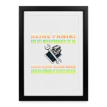 Don't panic – the mechatronics technician is here - Framed poster (27 × 37 cm) - black - Front