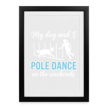 Danse au poteau en disant drôle d’agilité en slalom - Affiche encadrée (27 × 37 cm) - noir - Devant