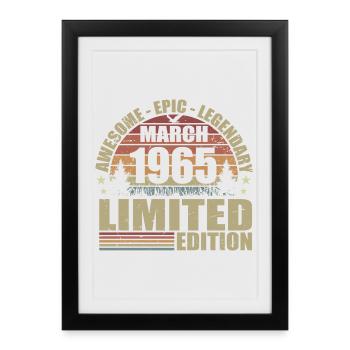 Millésime Mars 1965 Anniversaire - mars 1965 - Affiche encadrée (27 × 37 cm) - noir - Devant