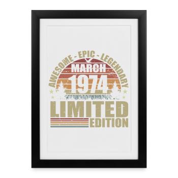 Vintage March 1974 Anniversary - March 1974 - Framed poster (27 × 37 cm) - black - Front